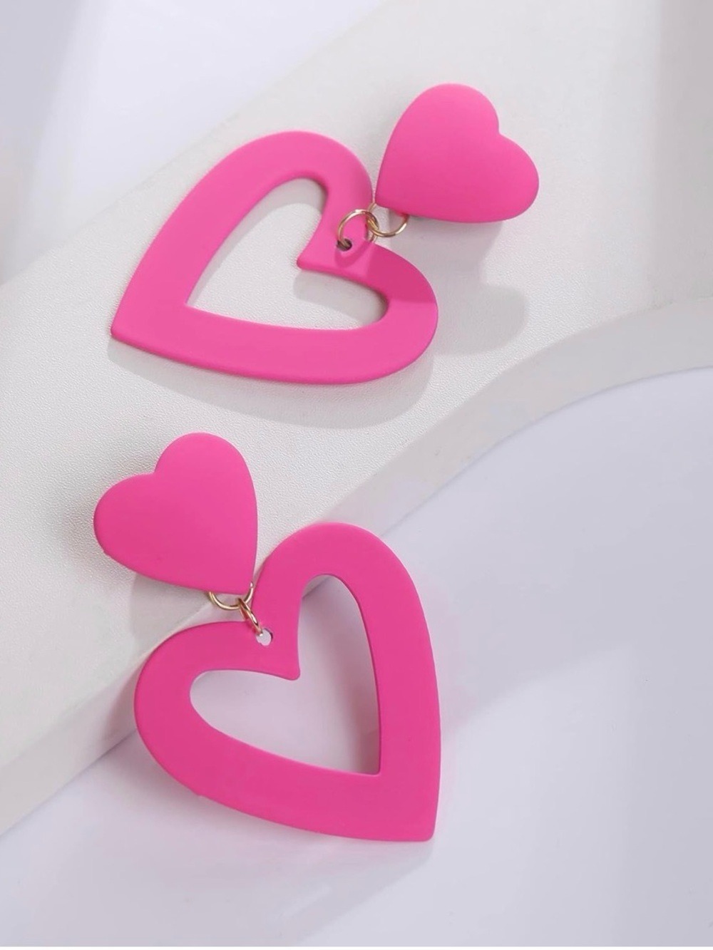 Hot Pink Heart Drop Earrings NWT